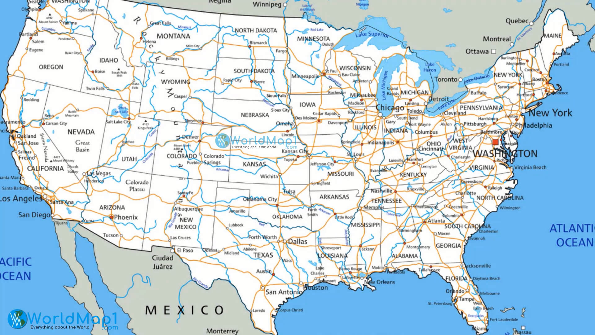 US Interstates Highway Map